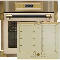 Kaiser inbouwoven EH 6726 ElfAD + KCT 6192 FI ElfEm inductiekookplaat 60 cm, inbouwoven met enkele telescopische loper, retro inbouwoven 80L ivoorkleurig glas