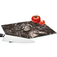 KitchenYeah Glazen Snijplank - 28x20 - Sepia - Luxe - Vrouw - Snijplanken Glas