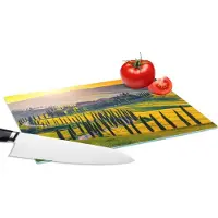 KitchenYeah Glazen Snijplank - 28x20 - Gras - Zon - Heuvel - Landschap - Snijplanken Glas