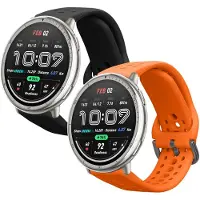 Kwmobile 2x horlogebandjes geschikt voor 20mm Amazfit Active 2 / 2 Square / Active Edge / Bip 3 / GTS 3 4 bandje - Smartwatch bandjes van TPU - Activity tracker horloge band in zwart / oranje