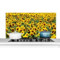 KitchenYeah Spatscherm keuken 120x60 cm - Kookplaat achterwand Zonnebloem - Bloemen - Natuur - Muurbeschermer - Spatwand fornuis - Hoogwaardig aluminium