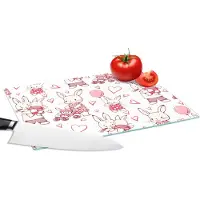 KitchenYeah Glazen Snijplank - 28x20 - Konijnen - Liefde - Patronen - Snijplanken Glas