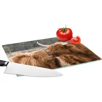 KitchenYeah Glazen Snijplank - 28x20 - Schotse hooglanders - Dieren - Liefde - Snijplanken Glas
