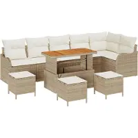 vidaXL Tuinbank Set 10 st 9-Aantal zitplaatsen Beige en Crème