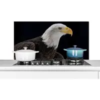 KitchenYeah Spatscherm keuken 100x50 cm - Kookplaat achterwand Adelaar - Vogel - Snavel - Zwart - Muurbeschermer - Spatwand fornuis - Hoogwaardig aluminium