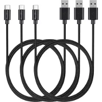 Phonillico 3x USB C naar USB A Kabel Zwart - 1 meter - Oplaadkabel voor Xiaomi Redmi Note 12 / Redmi Note 12 Pro / Redmi Note 12 Pro Plus