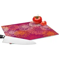 KitchenYeah Glazen Snijplank - 28x20 - Bloemen - Regenboog - Dahlia - Patronen - Snijplanken Glas