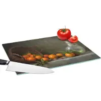 KitchenYeah Glazen Snijplank - 39x28 - Stilleven - Mandarijn - Fles - Snijplanken Glas