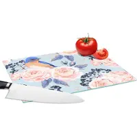 KitchenYeah Glazen Snijplank - 28x20 - Patronen - Roos - Vogel - Blauw - Snijplanken Glas