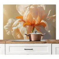 KitchenYeah Spatscherm keuken 120x80 cm - Kookplaat achterwand Close up - Oranje - Iris - Muurbeschermer - Spatwand fornuis - Hoogwaardig aluminium