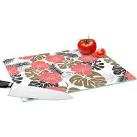 KitchenYeah Glazen Snijplank - 39x28 - Exotische planten - Patronen - Hawaii - Snijplanken Glas