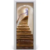 Tulup Deursticker - Kasteeltrappen Deur Sticker - 75 cm x 205 cm - Bruin Deursticker - Moderne Deur Sticker - Deursticker voor de Woonkamer - Deurfolie