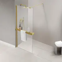 FortiFura Galeria handdoekrek voor inloopdouche - wandmontage / klemt op het glas - inkortbaar - geborsteld messing (goud) SW1212773