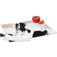 KitchenYeah Glazen Snijplank - 39x28 - Zwart - Abstract - Design - Snijplanken Glas