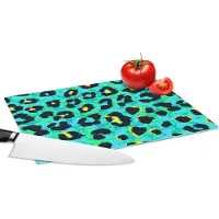 KitchenYeah Glazen Snijplank - 28x20 - Panterprint - Neon - Dieren - Design - Snijplanken Glas