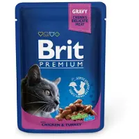 Brit Premium Adult Beutel mit Huhn und Truthahn für Katzen 24 x 100g