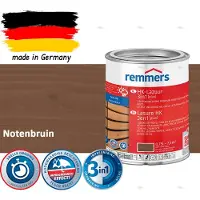 Remmers HK Lazuur 3-in-1 [plus] Notenbruin - Premium Houtbeits voor Buiten | Transparant, Sneldrogend, Oplosmiddelarm | 0,75Liter