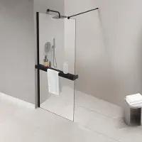 FortiFura Galeria handdoekrek voor inloopdouche - wandmontage / klemt op het glas - inkortbaar - mat zwart SW1212769