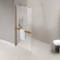 FortiFura Galeria handdoekrek voor inloopdouche - wandmontage / klemt op het glas - inkortbaar - geborsteld koper SW1212782