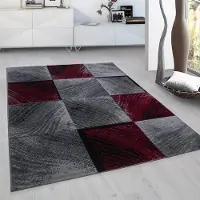 Muratap Plus vloerkleed laagpolig tapijt woonkamer grijs / rood- 280x370 cm