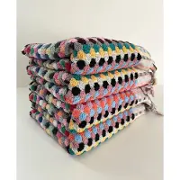 Lalay Strandlaken multicolor 100x180 cm pompom -Groot strandhanddoek - badhanddoek - meerkleurige handdoek -