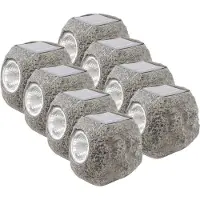Lumineo Buiten spot solar verlichting - 8x - steen - LED - 10 x 12 cm