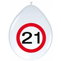 Folat 24x stuks Ballonnen 21 jaar verkeersbord versiering - Ballonnen