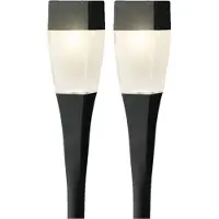 Lumineo Solar tuinlamp set 8x zwart - 26 cm - warm wit licht - prikspots tuinverlichting