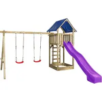Swing King SwingKing speeltoestel Jonas + dubbele schommel & glijbaan violet 421x350x297cm