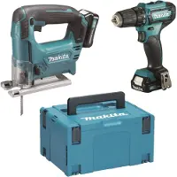Makita CLX237SAJ 12v CXT set | DF333DZ accuboormachine + JV101DZ accu decoupeerzaag, 2 x BL1021B in M-box
