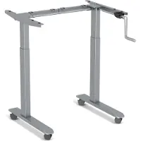 Worktrainer - StudyDesk - Klein handslinger zit-sta bureau - Hoogte 60,8 - 106 cm - Breedte 75 - 110 cm - Verrijdbaar - In hoogte verstelbaar - Zilver