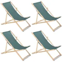 Greenblue - Set van 4 stuks strandstoel Houten ligstoel Beukenhout Drie verstelbare rugleuningposities - turquoise