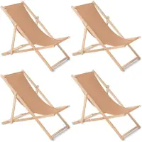 Greenblue - Set van 4 stuks strandstoel Houten ligstoel Beukenhout Drie verstelbare rugleuningposities - Licht bruin