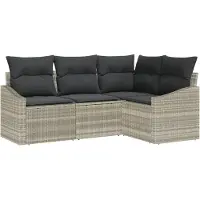 vidaXL Tuinbank Set 4 st Lichtgrijs poly rattan