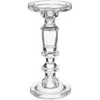 Atmosphera kaarsen kandelaar Decoglass - voor stompkaarsen - glas - transparant - 11 x 24 cm