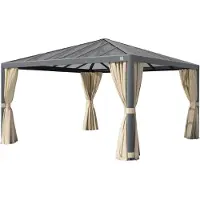 TOOLPORT Tuinpaviljoen 4x4m, Hardtop, 4 zijwanden, crème