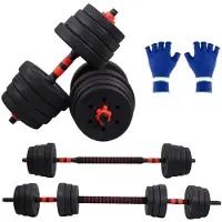 Mobiclinic Maxifit - Dumbbell set 30 kg - Paar halters - Dumbells - Verstelbaar (51-135 cm) - Halterset - Met accessoires - Zwart en Rood
