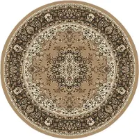 Muratap Nain klassiek medaillon rond laagpolig oosters vloerkleed vintage tapijt -