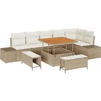 vidaXL Tuinbank Set 9 st 8-Aantal zitplaatsen Beige Poly rattan