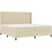 vidaXL LED boxspringbed met matras, crème kleur, 200 x 200 cm, gestoffeerd