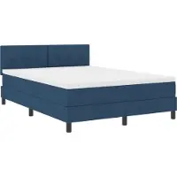 vidaXL Boxspringbed met LED-verlichting, blauw, 160 x 200 cm, gestoffeerd