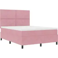 vidaXL Boxspringbed met matras en hoofdeinde, roze, 140 x 200 cm, fluweel