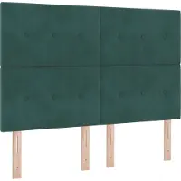 vidaXL LED Box Spring Bed Donkergroen 140 x 190 cm Fluweel