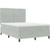 vidaXL LED boxspringbed met matras, lichtgrijs, 160 x 200 cm, fluweel