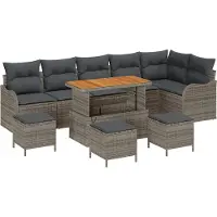vidaXL Tuinbank Set 10 st 9-Aantal zitplaatsen Grijs