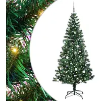 vidaXL Kunststof Voorverlichte Kerstboom Groen 240 cm PVC en Metalen