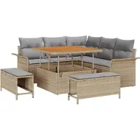 vidaXL Tuinbank Set 8 st 7-Aantal zitplaatsen Beige en Lichtgrijs