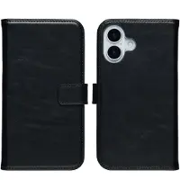 Selencia Echt Leren Bookcase voor de Apple iPhone 17 - Zwart