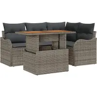 vidaXL Tuinbank Set met opslag 5 pcs Grijs Poly rattan