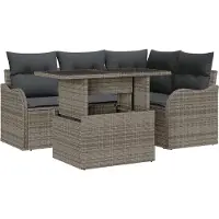vidaXL Tuinbank Set 5 st Grijs Poly Riet
